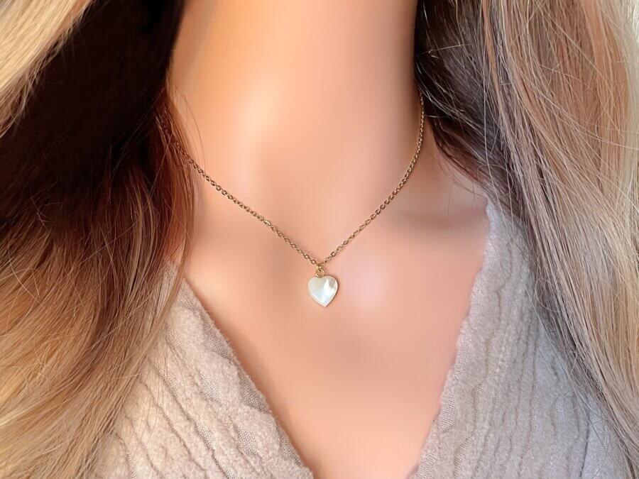 24K Natural Seashell Heart Necklace